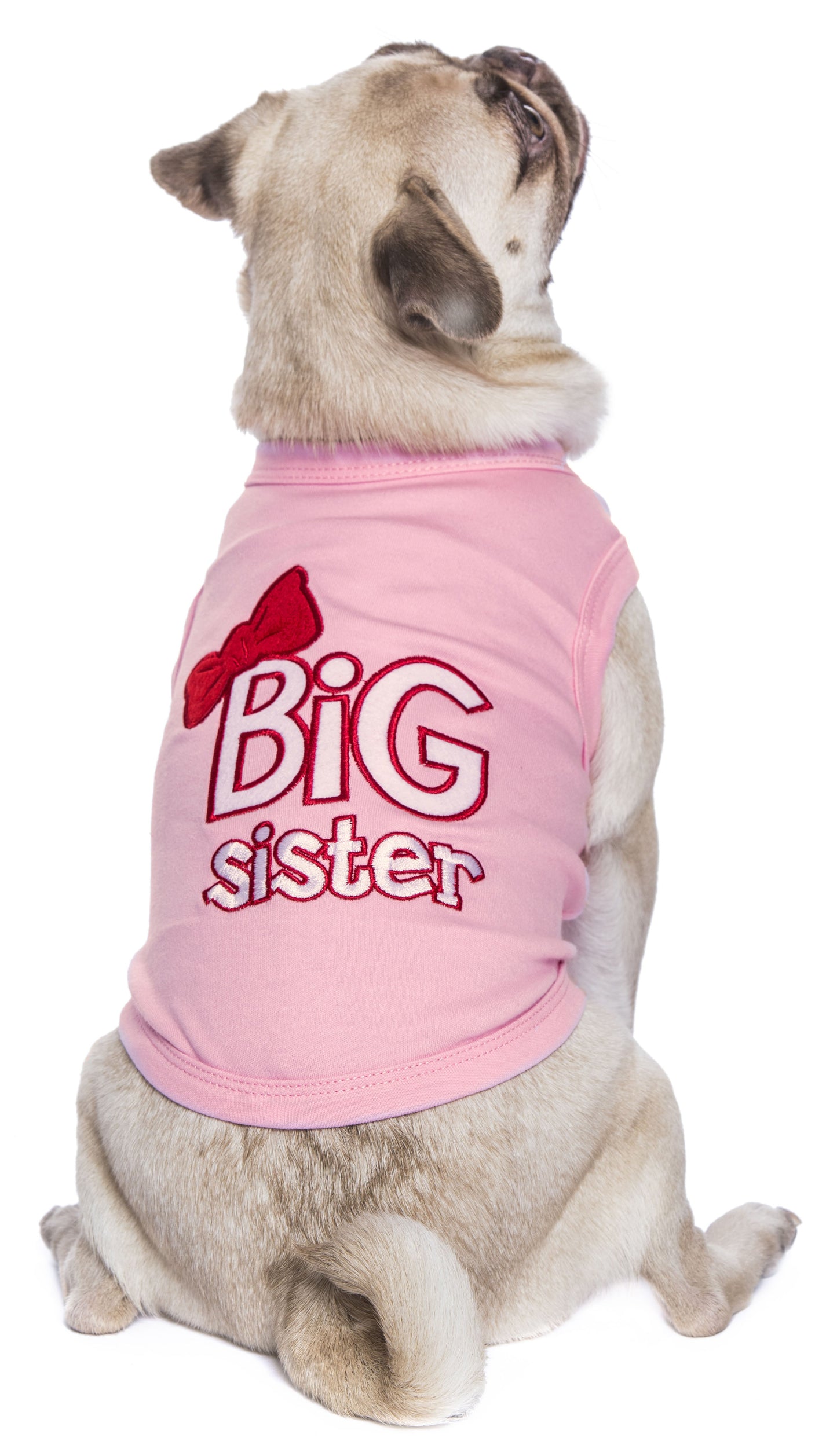 Parisian Pet 'Big Sister' Trendy Dog Apparel – Breathable Embroidered Pet Wear for Dogs & Cats, Pink