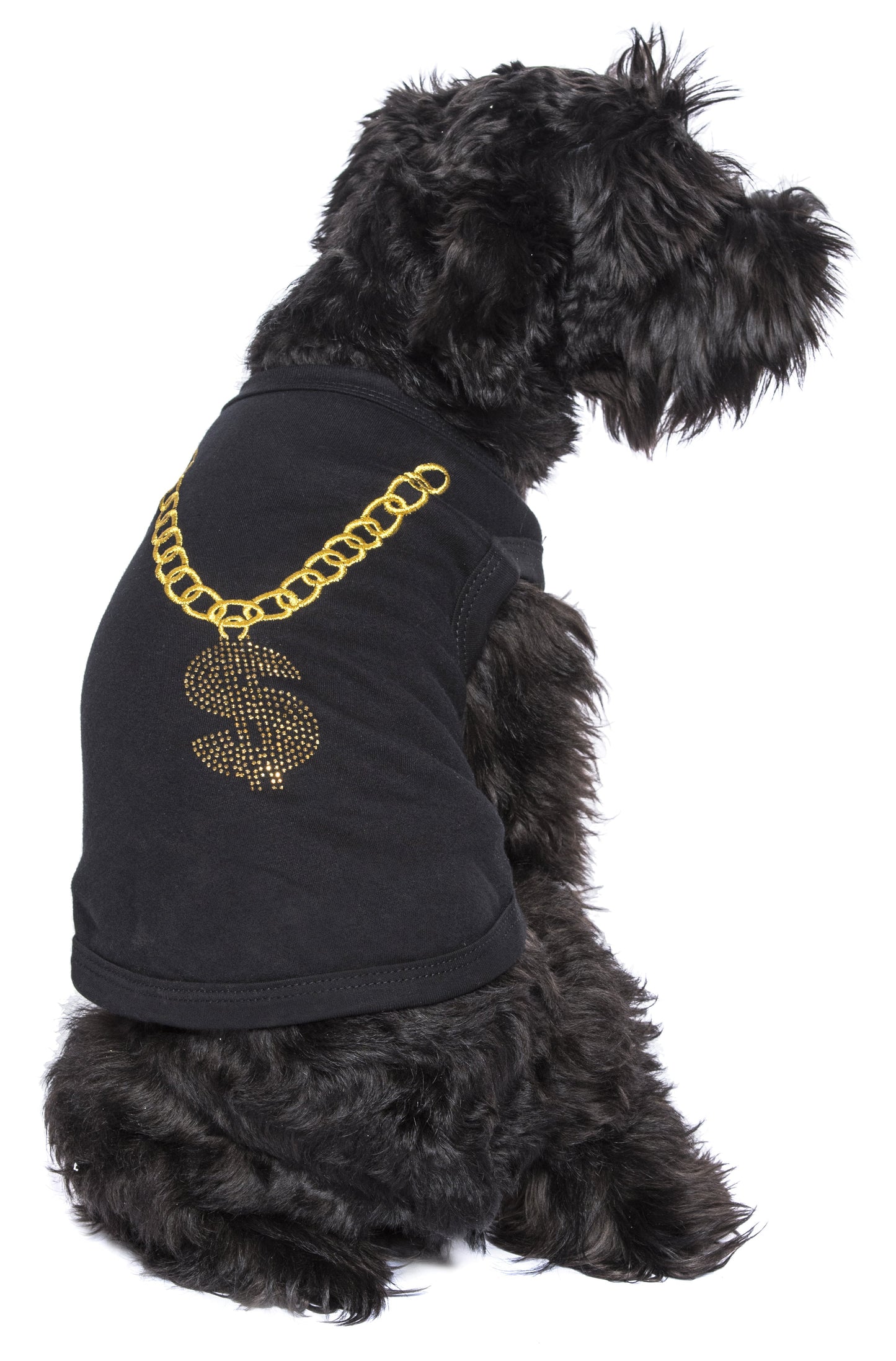 Parisian Pet 'Bling $' Dog Shirt – Sparkly Embroidered Pet T-Shirt for Dogs & Cats, Black