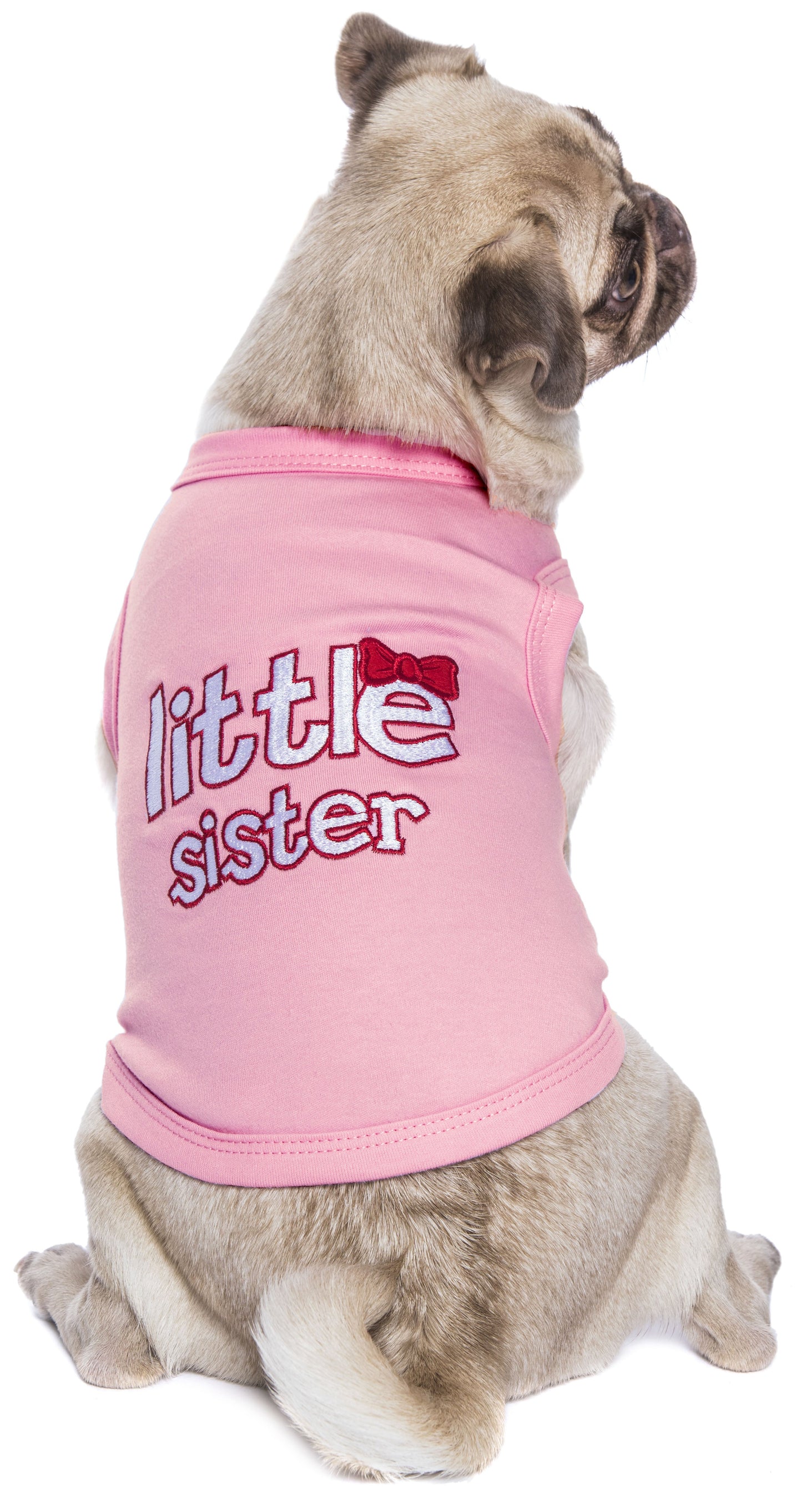 Parisian Pet 'Little Sister' Pet Shirt - Cute Dog Fashion Shirt for Dogs & Cats, Pink