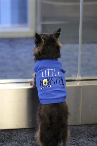 Parisian Pet 'Little Monster' Embroidered Dog & Cat Shirt - Funny Pet Apparel, Blue