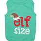 Parisian Pet Embroidered 'Elf Size Shirt' - Holiday Pet Apparel & Christmas Dog Clothes, Green