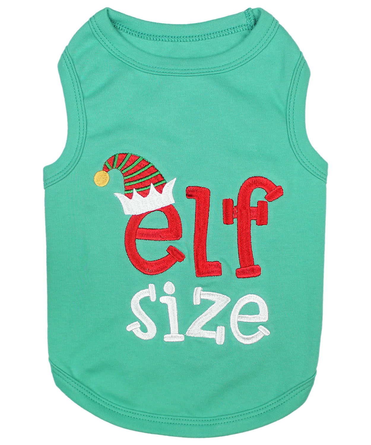 Parisian Pet Embroidered 'Elf Size Shirt' - Holiday Pet Apparel & Christmas Dog Clothes, Green