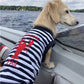 Parisian Pet 'Lobster Chasing Tail' Dog Shirt – Nautical Cotton Pet T-Shirt for Dogs & Cats, Blue & White Stripes