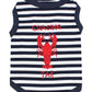 Parisian Pet 'Lobster Chasing Tail' Dog Shirt – Nautical Cotton Pet T-Shirt for Dogs & Cats, Blue & White Stripes