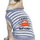 Parisian Pet 'Crabby But Cute Tee' Embroidered Dog Shirt - Trendy Pet Apparel for Dogs & Cats, Gray and White Stripes