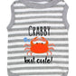 Parisian Pet 'Crabby But Cute Tee' Embroidered Dog Shirt - Trendy Pet Apparel for Dogs & Cats, Gray and White Stripes