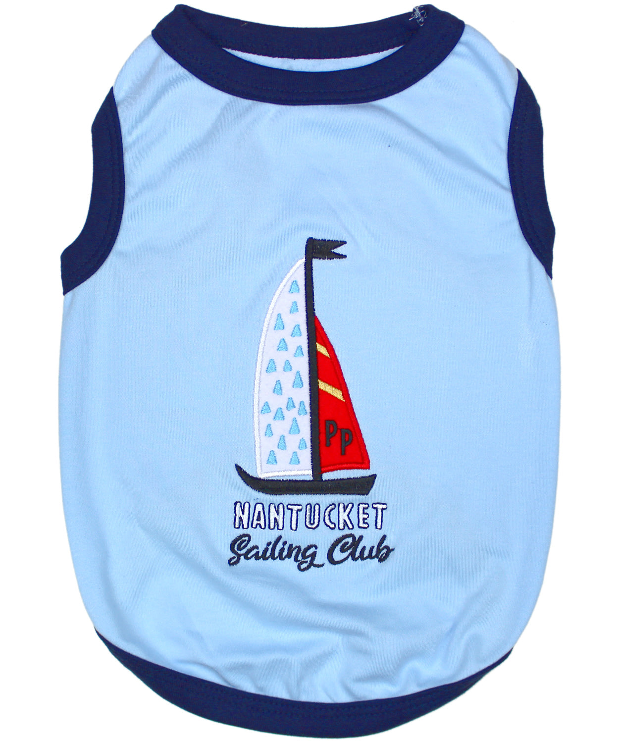 Parisian Pet 'Sailing Club' Dog Shirt – Nautical Embroidered Pet Apparel for Dogs & Cats, Light Blue