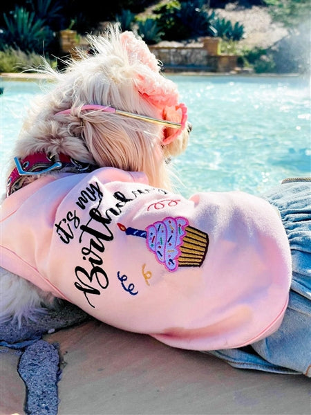 Parisian Pet 'Birthday Girl' Dog Shirt – Trendy and Breathable Party Outfit for Small Dogs & Cats, Pink