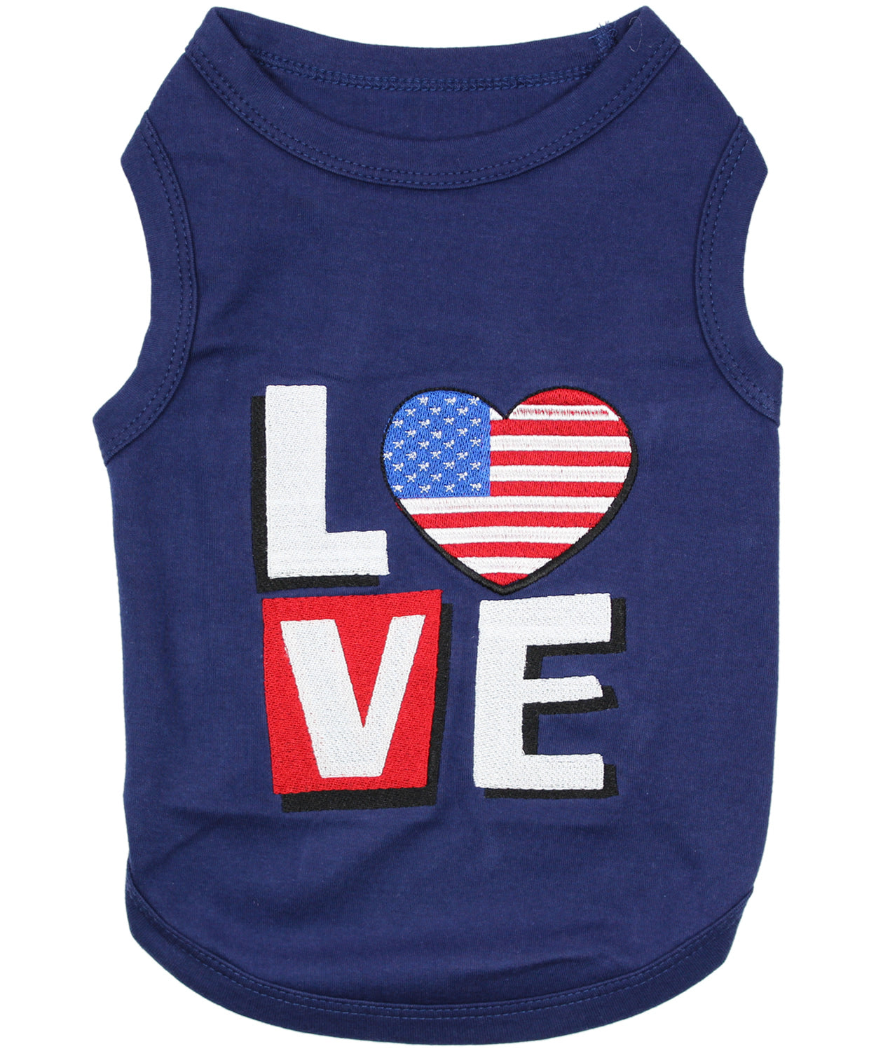 Parisian Pet 'Love USA' Patriotic Dog Shirt – Embroidered Pet Apparel for Dogs & Cats, Navy Blue-Valentine's Day