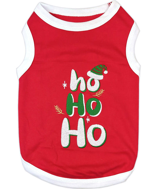 Parisian Pet 'Ho Ho Ho' Pet Holiday Shirt - Christmas Dog Outfit, Red