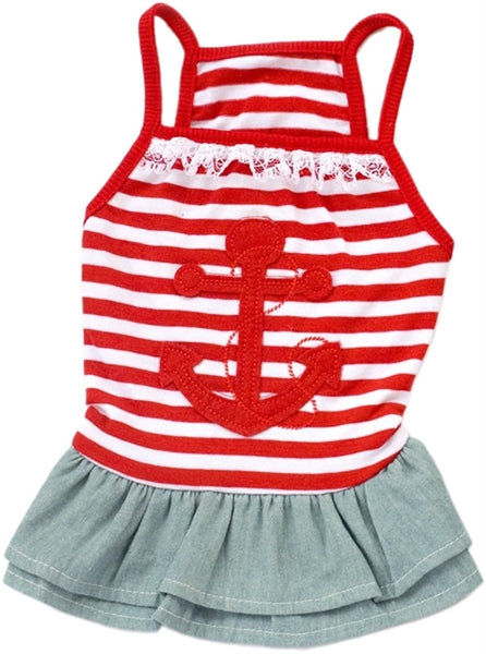 Anchor Dog Dress Red