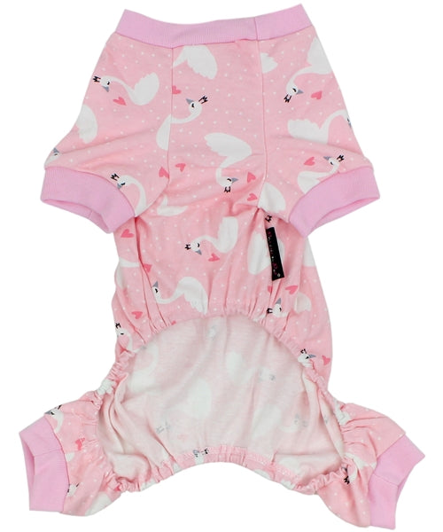 Parisian Pet 'Pink Swan' Pajama for Dogs & Cats, Luxury Pet Sleepwear, Cozy Dog Pajama Set-Valentine's Day