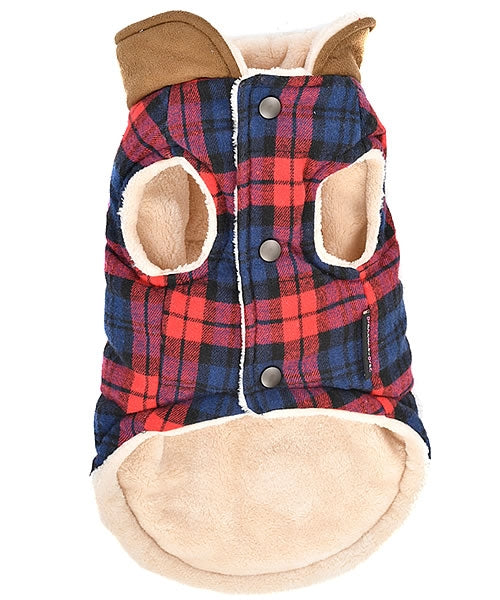 Parisian Pet 'Scottish Jacket' for Dogs & Cats, Plaid Pet Jacket, Formal Wear, Holiday Pet Jacket, Red/Blue Plaid