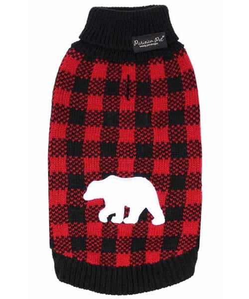 Buffalo Checkered Dog Sweater Polar Bear