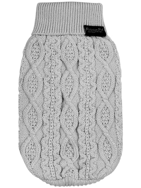 Cable Knit Dog Sweater Cloud Gray