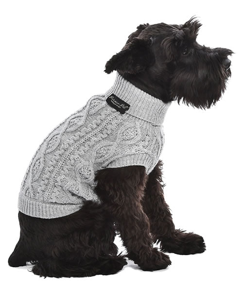 Parisian Pet 'Cable Knit Sweater' - Warm & Stylish Pet Sweater in Cloud Gray for Dogs & Cats