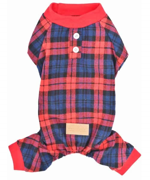 Scottish Dog Pajama Red and Blue Plaid