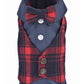 Scottish Pleated Dog Tuxedo Red and Blue Plaid