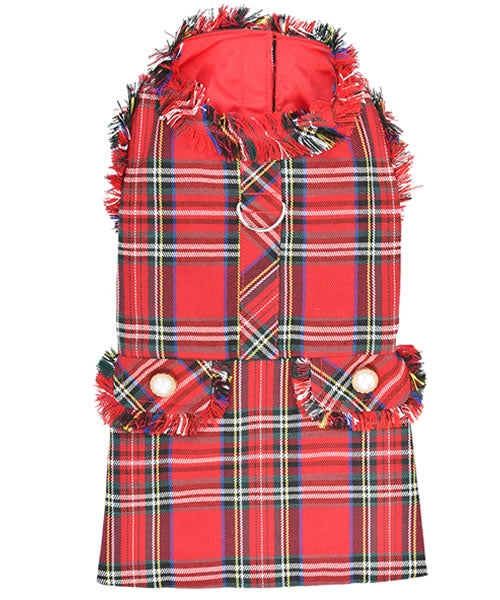 Tartan Fringe Dog Dress Red