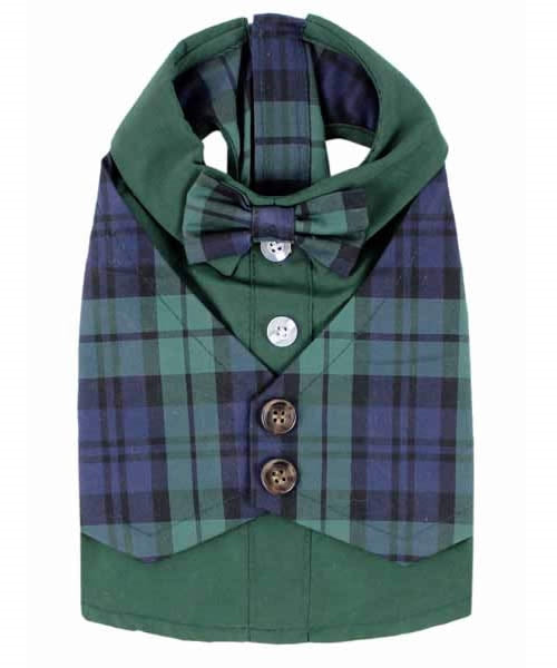 Scottish Taffeta Dog Tuxedo Greenand Blue Plaid