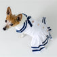 Parisian Pet 'Sailor Dress' Dog & Cat Shirt – Nautical Pet Apparel, Stylish & Comfortable – White & Blue