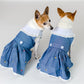 Parisian Pet 'Prairie Dress' for Dogs and Cats, Floral Design, Comfortable Lightweight Outfit, Denim & White