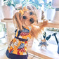 Parisian Pet 'Designer Dog Dress' for Dogs and Cats, Leaf Pattern, Lightweight Summer Outfit, Multicolor, Yellow, White, Blue, Red