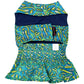 Parisian Pet 'Tribal Dress' for Dogs and Cats, Ruched Waist, Stylish and Comfortable, Tribal Print - Green, Blue, Yellow