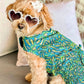 Parisian Pet 'Tribal Dress' for Dogs and Cats, Ruched Waist, Stylish and Comfortable, Tribal Print - Green, Blue, Yellow