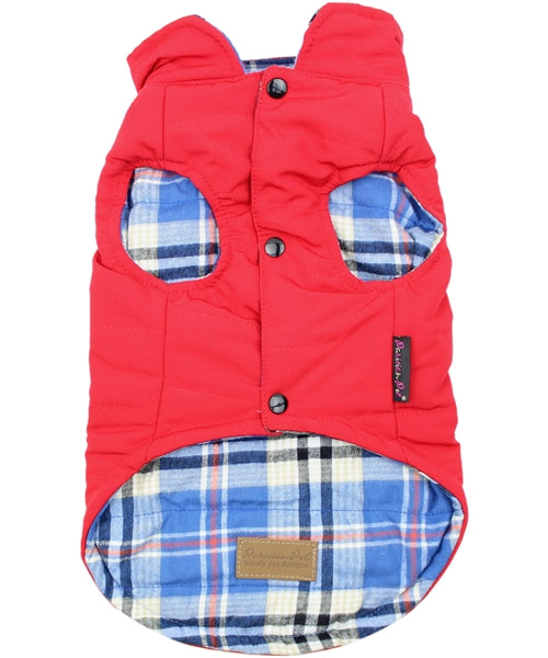 Parisian Pet 'Plaid Reversible Jacket' for Dogs & Cats, Stylish Pet Outerwear, Warm Winter Dog Jacket,-Valentine's Day