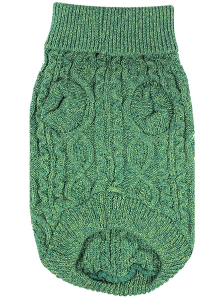 Parisian Pet 'Cable Knit Sweater' - Warm & Stylish Pet Sweater in Green for Dogs & Cats