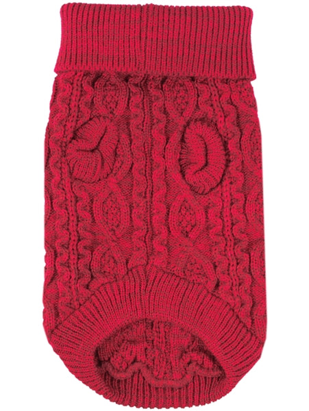 Parisian Pet 'Cable Knit Sweater' - Warm & Stylish Pet Sweater in Red for Dogs & Cats-Valentine's Day