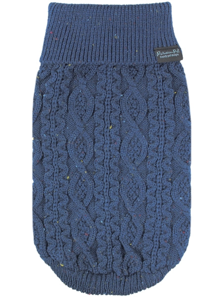 Cable Knit Dog Sweater Navy Blue