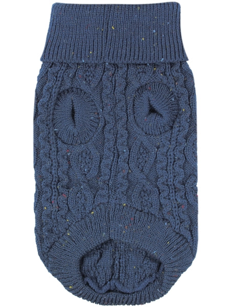 Parisian Pet 'Cable Knit Sweater' - Warm & Stylish Pet Sweater in Navy Blue for Dogs & Cats