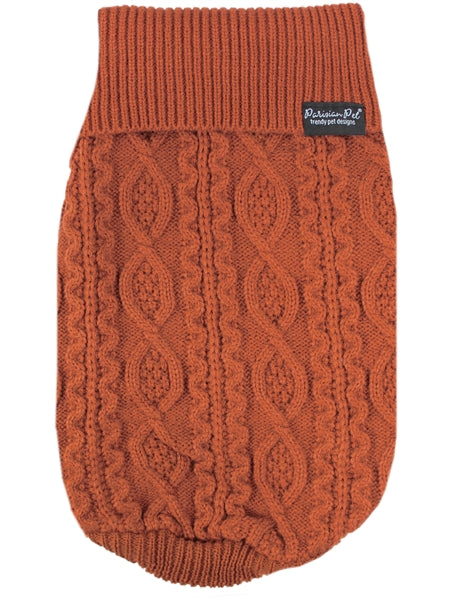 Cable Knit Dog Sweater Terracotta