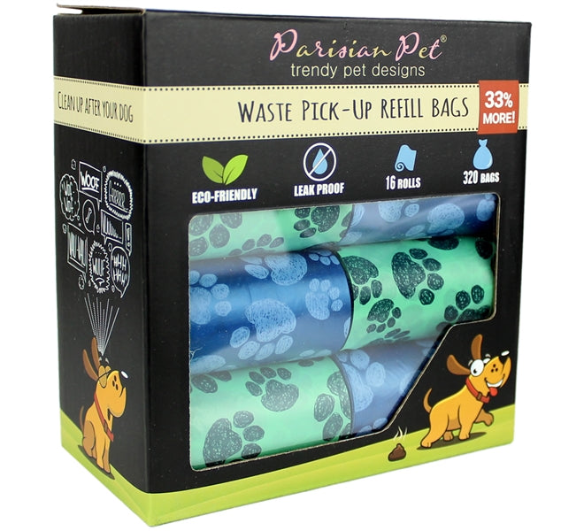 Parisian Pet Waste Bag - Blue-Green Paws