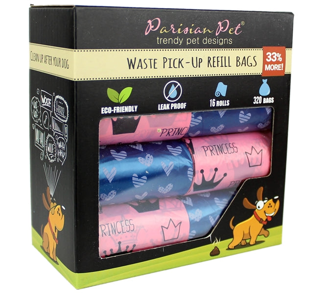 Parisian Pet 'Princess Hearts' Waste Bags for Dogs & Cats - Eco-Friendly, Durable, Leak-Proof Pink Pet Waste Bags