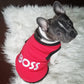 Parisian Pet 'The Boss' Embroidered Pet T-Shirt – Bold Slogan Dog Apparel for Dogs & Cats, Red